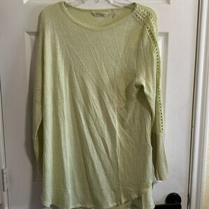 NEW Soft Surroundings Bailey Thermal Top Pear Green Sz XL Eyelet Sleeve